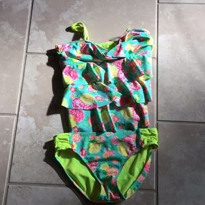 Swim suit with flowers and is a 2 piece